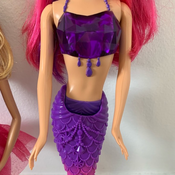 BARBIE PINK BALLERINA W/ TUTU & BARBIE PURPLE MERMAID DOLLS - Picture 7 of 9